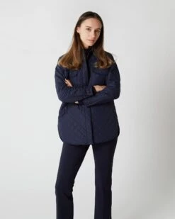 Sena Quilted Jacket In Navy Chiffon -HERNO || ULLA JOHNSON || A.P.C. Shop S64880 7