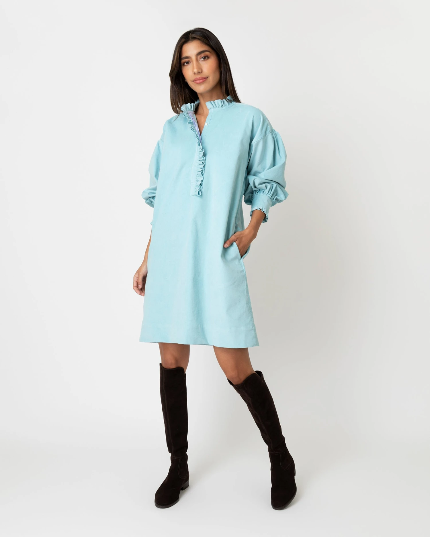 Adaline Dress In Skyline Stretch Cord 1 Adaline Dress In Skyline Stretch Cord