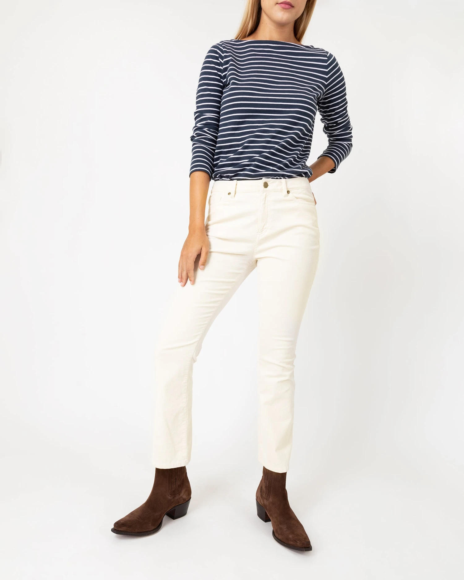 Flare Cropped 5-Pocket Pant In Ivory Stretch Cord 5 Flare Cropped 5-Pocket Pant In Ivory Stretch Cord - Image 5