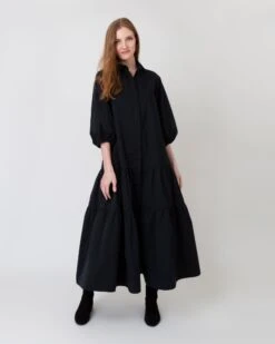 Isla Shirtdress In Black Poplin 16 Isla Shirtdress In Black Poplin -HERNO || ULLA JOHNSON || A.P.C. Shop S64929 1