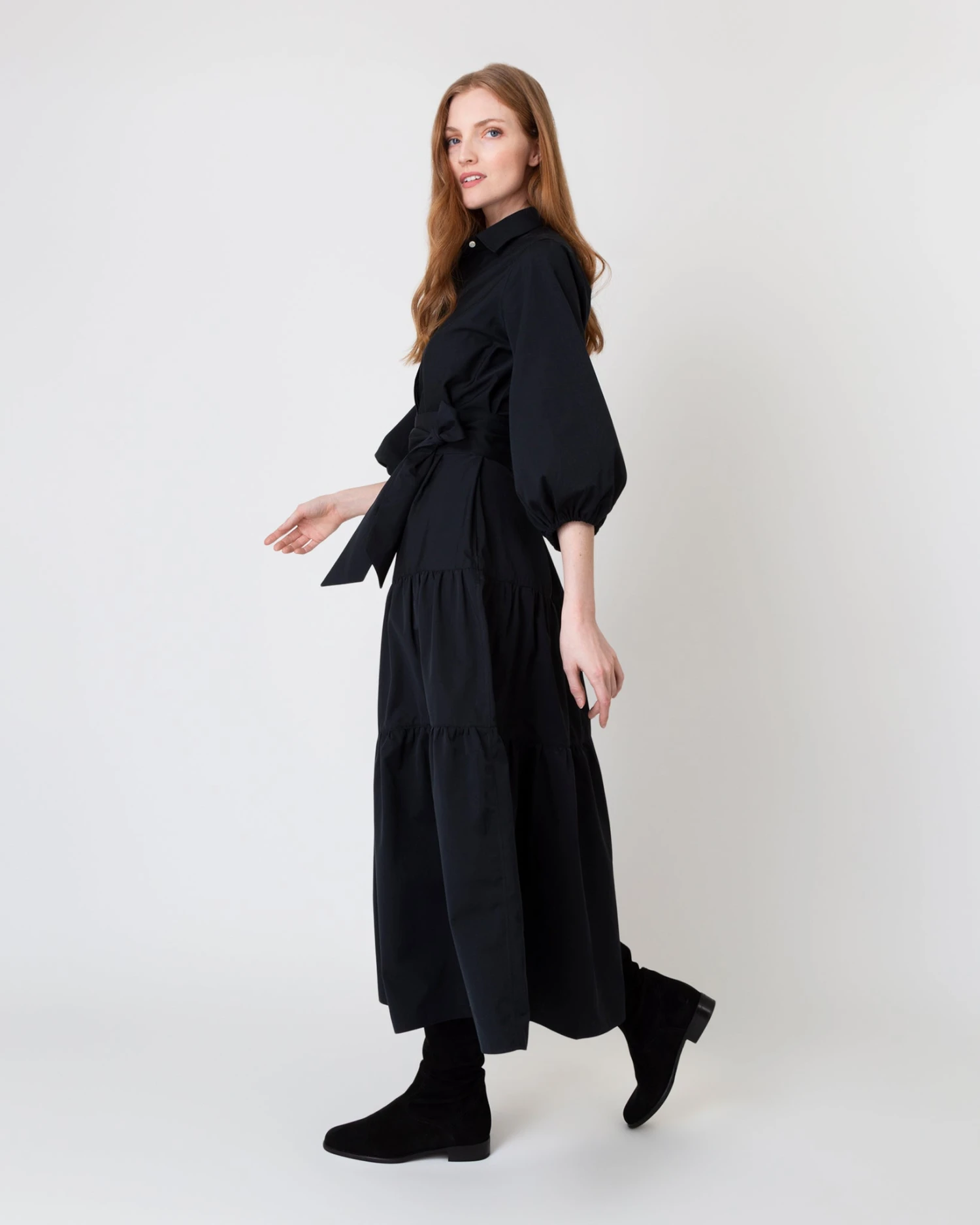 Isla Shirtdress In Black Poplin 2 Isla Shirtdress In Black Poplin - Image 2