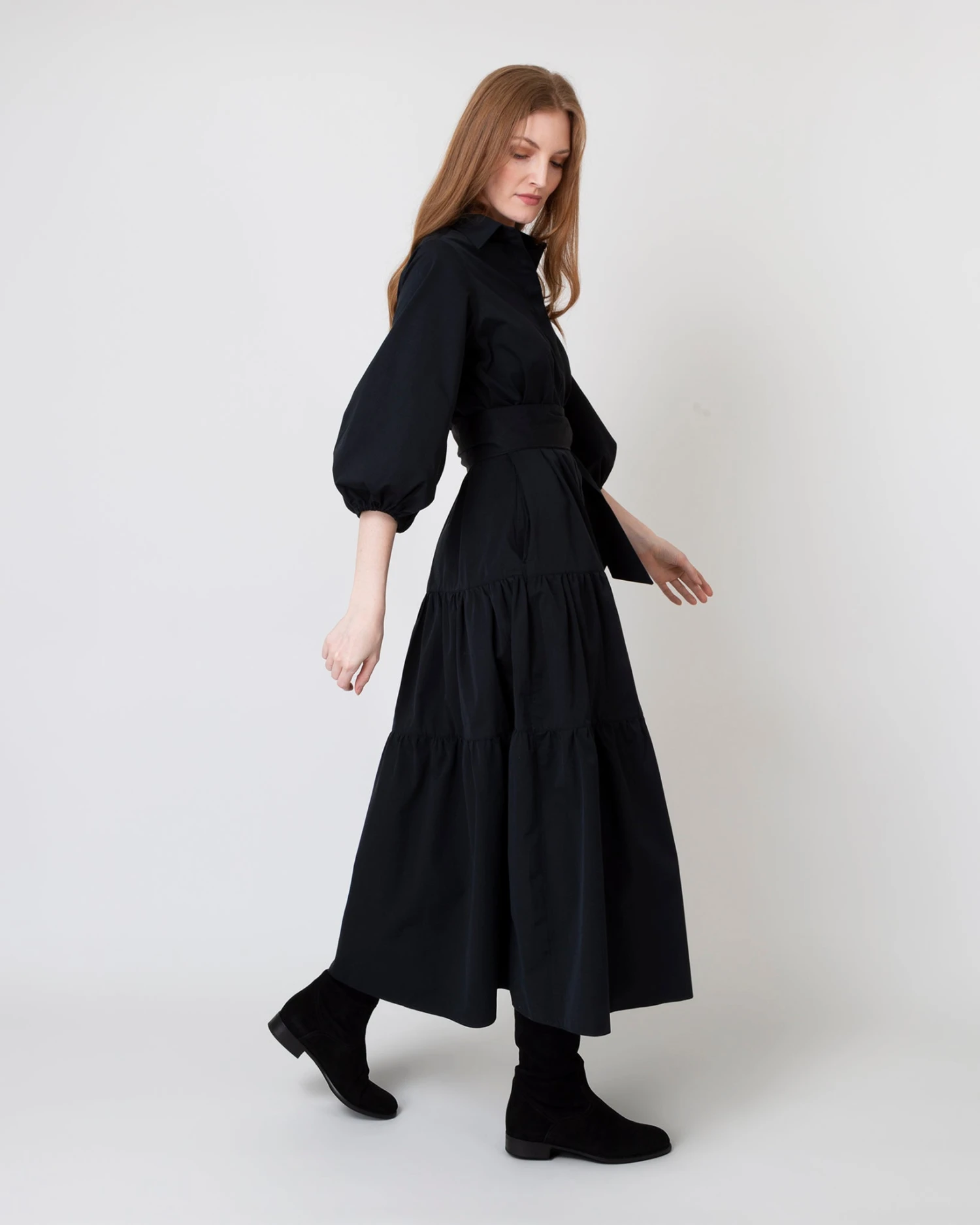 Isla Shirtdress In Black Poplin 4 Isla Shirtdress In Black Poplin - Image 4