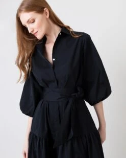 Isla Shirtdress In Black Poplin 14 Isla Shirtdress In Black Poplin -HERNO || ULLA JOHNSON || A.P.C. Shop S64929 9