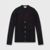 Nia Long-Sleeved Ribbed Cardigan In Black Cotton/Silk Blend