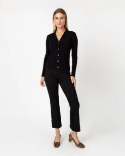 Nia Long-Sleeved Ribbed Cardigan In Black Cotton/Silk Blend -HERNO || ULLA JOHNSON || A.P.C. Shop S64936 2