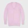 Cydney Boyfriend V-Neck Sweater In Pale Pink Cashmere