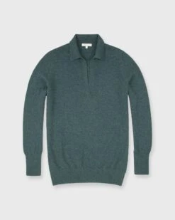 Cydney Johnny-Collar Sweater In Heather Pine Cashmere