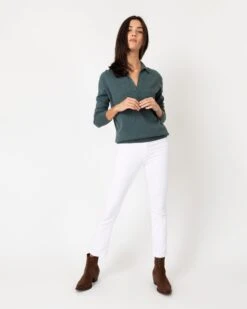 Cydney Johnny-Collar Sweater In Heather Pine Cashmere 7 Cydney Johnny-Collar Sweater In Heather Pine Cashmere -HERNO || ULLA JOHNSON || A.P.C. Shop S64946 4