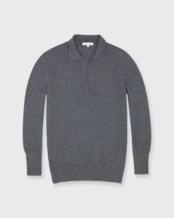 Cydney Johnny-Collar Sweater In Derby Heather Grey Cashmere