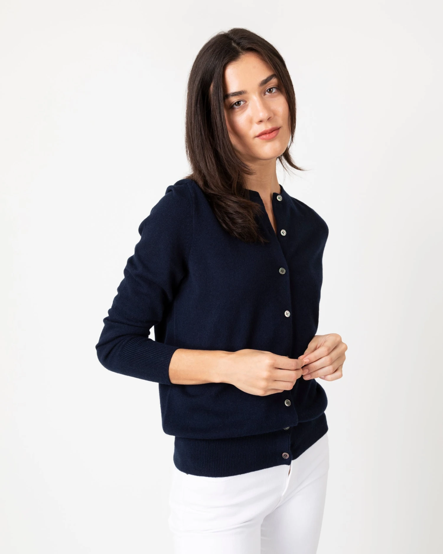 Cydney Boyfriend Cardigan In Navy Cashmere 2 Cydney Boyfriend Cardigan In Navy Cashmere - Image 2
