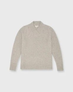 Wrap-Neck Sweater In Oatmeal Donegal Cashmere