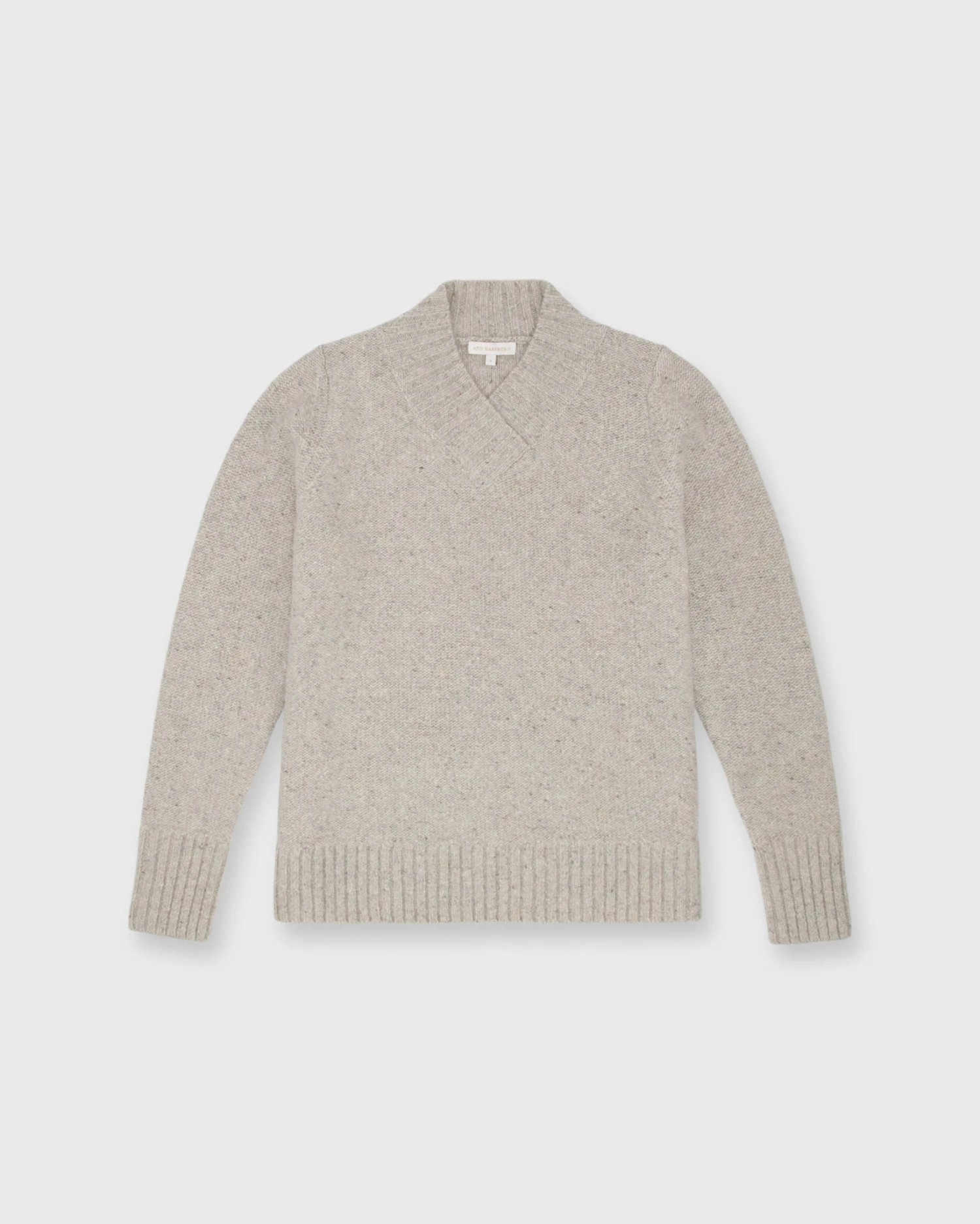 Wrap-Neck Sweater In Oatmeal Donegal Cashmere 1 Wrap-Neck Sweater In Oatmeal Donegal Cashmere