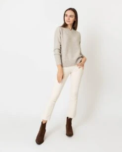 Wrap-Neck Sweater In Oatmeal Donegal Cashmere 9 Wrap-Neck Sweater In Oatmeal Donegal Cashmere -HERNO || ULLA JOHNSON || A.P.C. Shop S64965 3