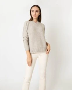 Wrap-Neck Sweater In Oatmeal Donegal Cashmere 13 Wrap-Neck Sweater In Oatmeal Donegal Cashmere -HERNO || ULLA JOHNSON || A.P.C. Shop S64965 8