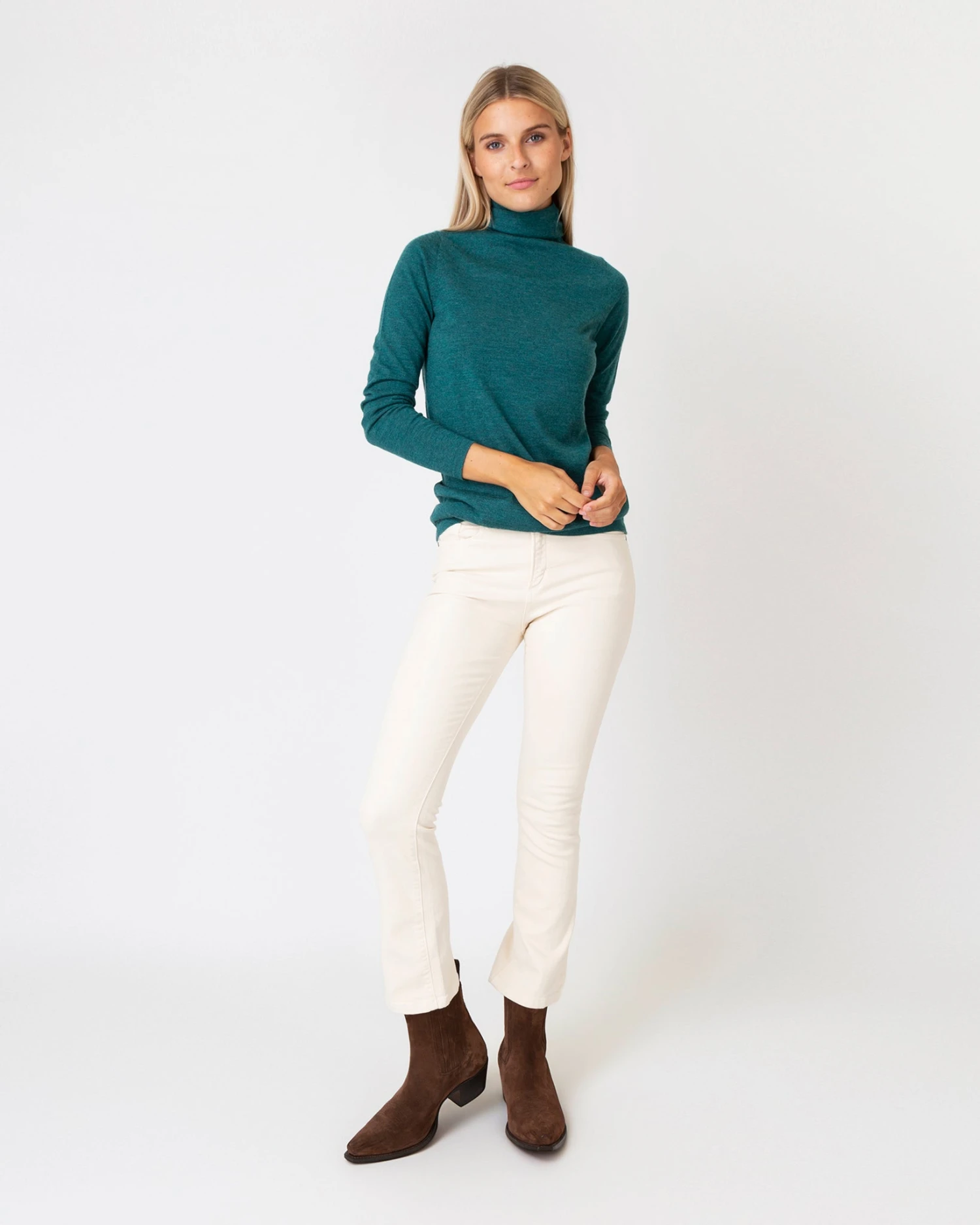 Superfine Funnel-Neck Sweater In Highland Green Cashmere 3 Superfine Funnel-Neck Sweater In Highland Green Cashmere - Image 3