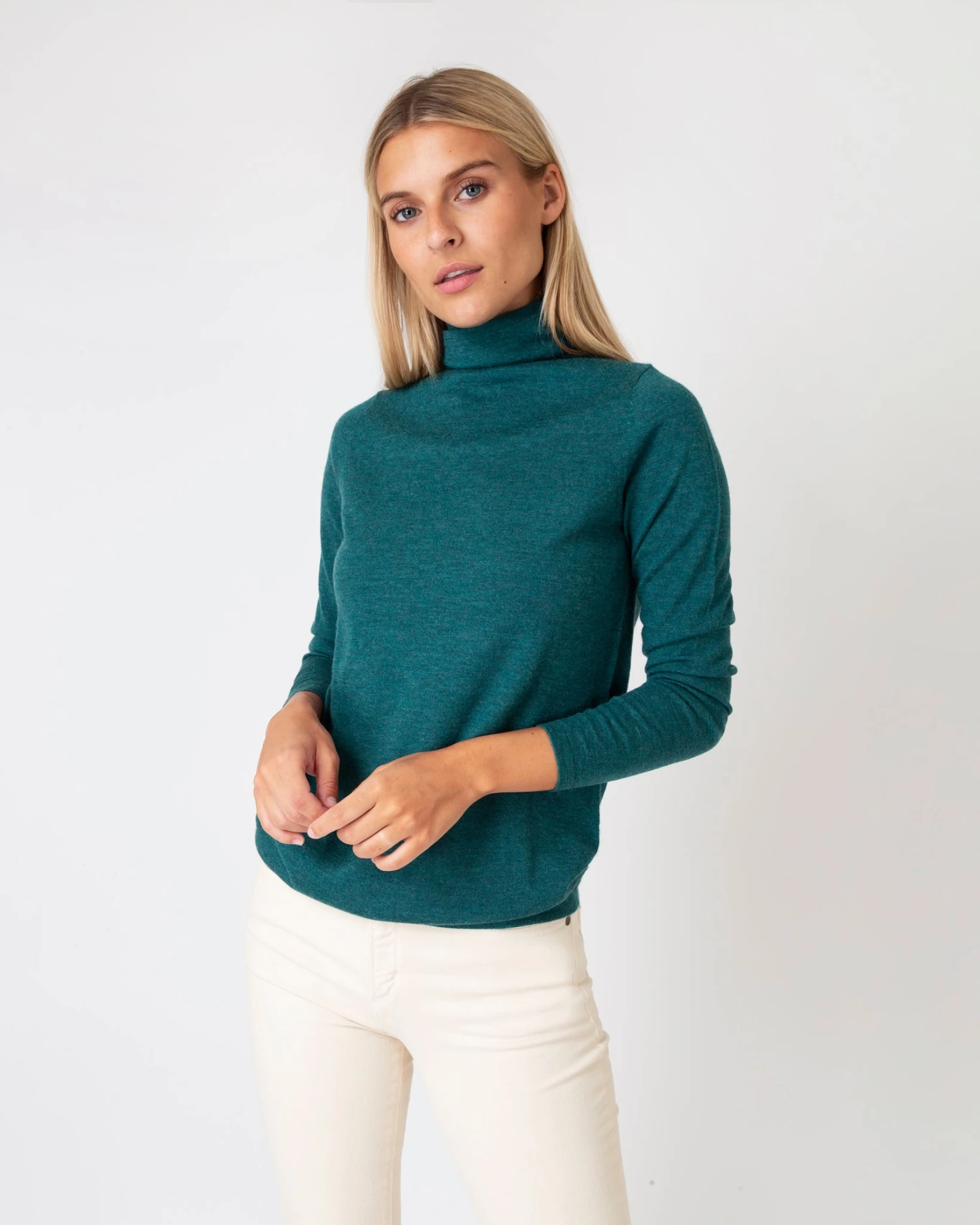 Superfine Funnel-Neck Sweater In Highland Green Cashmere 2 Superfine Funnel-Neck Sweater In Highland Green Cashmere - Image 2
