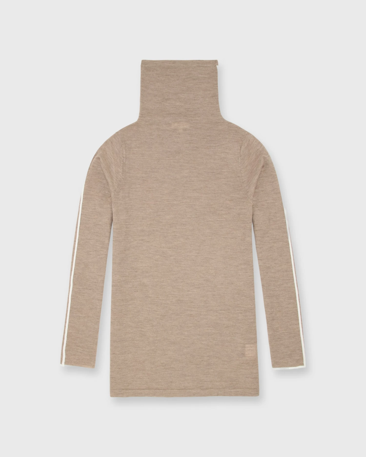 Tipped Funnel-Neck Sweater In Heather Mink Cashmere 1 Tipped Funnel-Neck Sweater In Heather Mink Cashmere