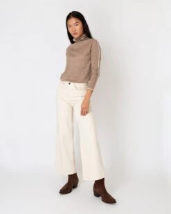 Tipped Funnel-Neck Sweater In Heather Mink Cashmere 8 Tipped Funnel-Neck Sweater In Heather Mink Cashmere -HERNO || ULLA JOHNSON || A.P.C. Shop S65205 6