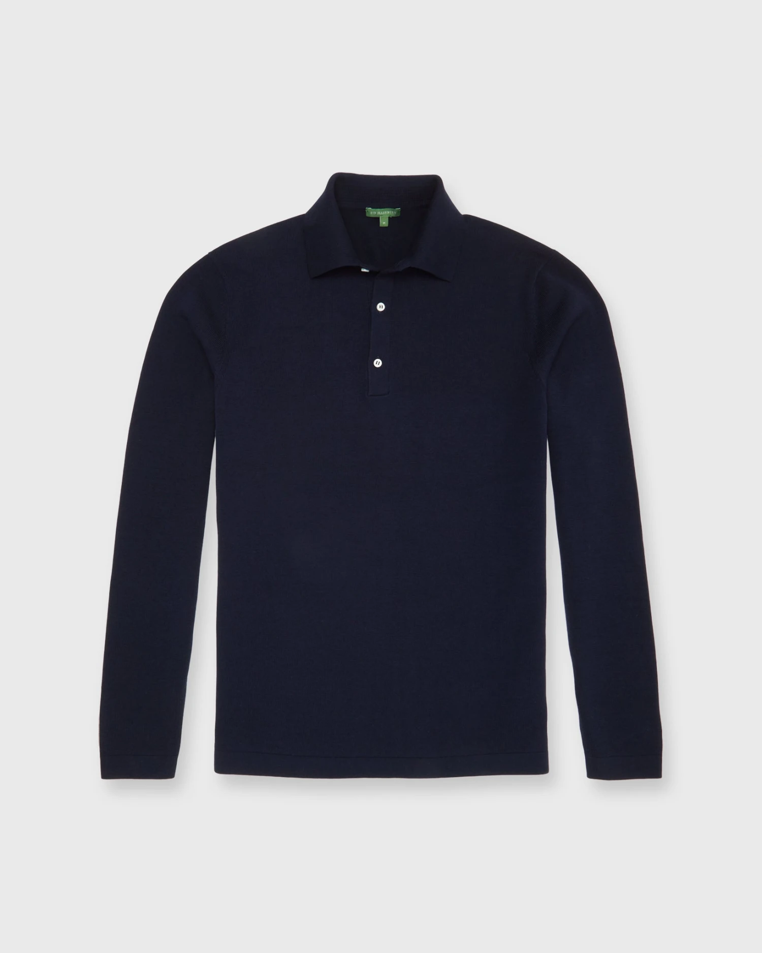 Long-Sleeved Rally Polo Sweater In Navy Cotton 1 Long-Sleeved Rally Polo Sweater In Navy Cotton