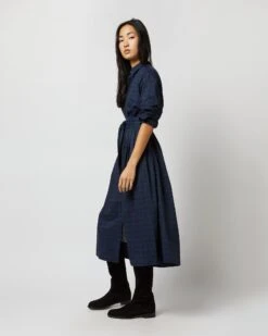 Classic Shirtwaist Dress In Blackwatch Poplin -HERNO || ULLA JOHNSON || A.P.C. Shop S67267 676