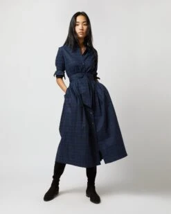 Classic Shirtwaist Dress In Blackwatch Poplin