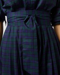 Classic Shirtwaist Dress In Blackwatch Poplin -HERNO || ULLA JOHNSON || A.P.C. Shop S67267 749