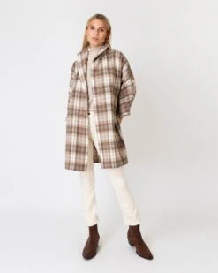Kimono Carina Coat In Cream/Mink Plaid Wool -HERNO || ULLA JOHNSON || A.P.C. Shop S67275 8