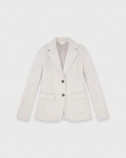 Parker Jacket In White Sand Twill Knit Jacquard