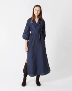 Popover Kamille Dress In Navy Habotai