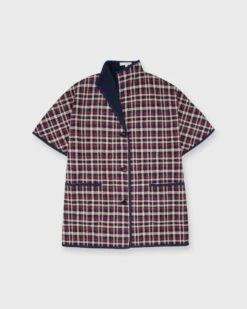 Arya Cape In Navy/Red Multi Plaid Knit