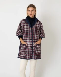 Arya Cape In Navy/Red Multi Plaid Knit 13 Arya Cape In Navy/Red Multi Plaid Knit -HERNO || ULLA JOHNSON || A.P.C. Shop S67553 7