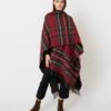 Reversible Lambswool Cape In Heather Stewart/Hunting Stewart