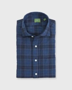 Otto Handmade Sport Shirt In Air Force/Grey/Purple Plaid Brushed Twill