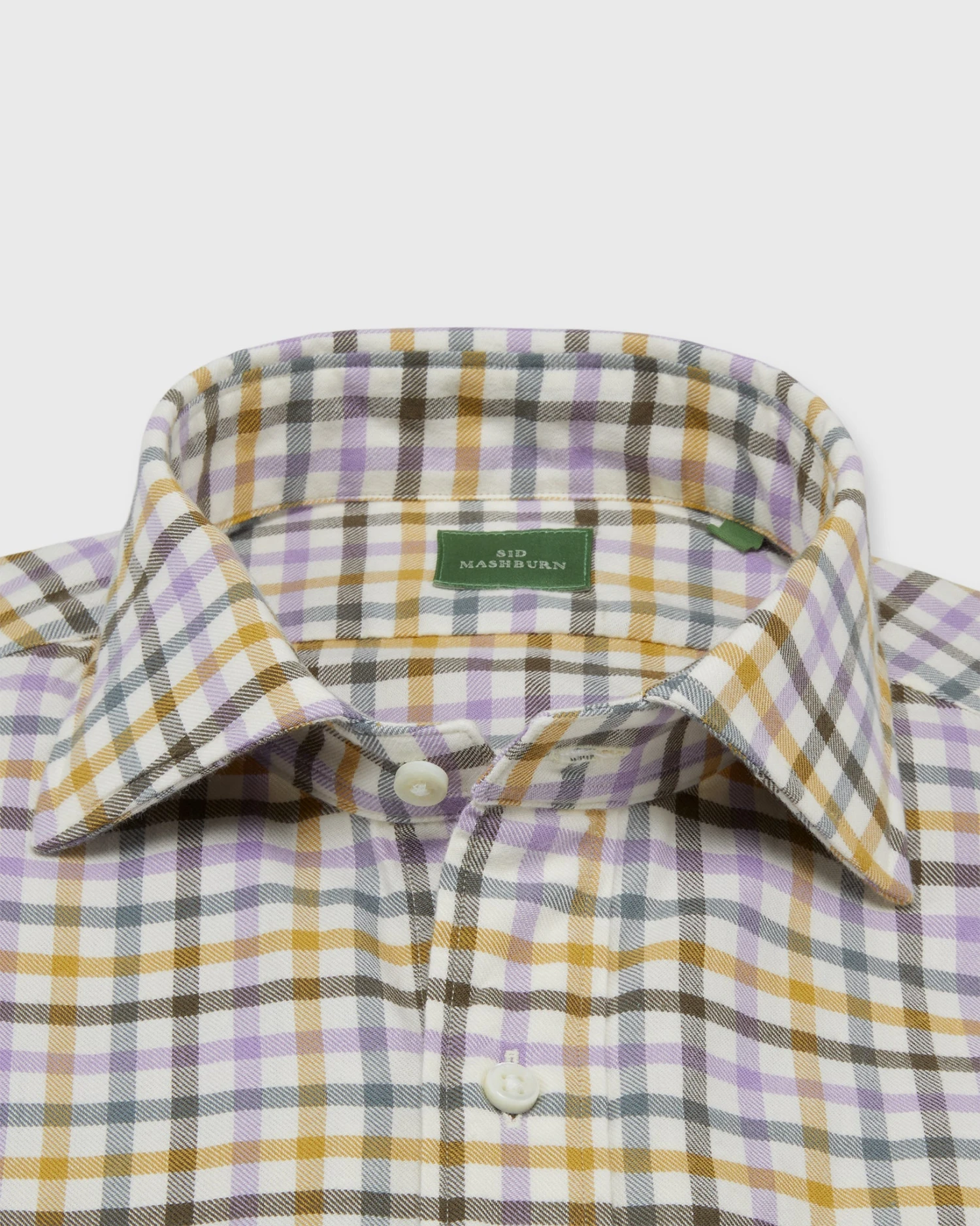 Spread Collar Sport Shirt In Lavender/Scotch/Brown Tattersall Twill 2 Spread Collar Sport Shirt In Lavender/Scotch/Brown Tattersall Twill - Image 2
