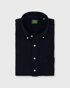 Knit Button-Down Popover Shirt In Navy Pique