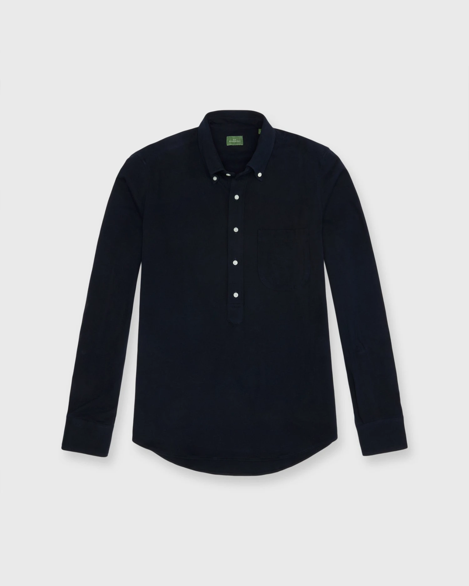 Knit Button-Down Popover Shirt In Navy Pique 2 Knit Button-Down Popover Shirt In Navy Pique - Image 2