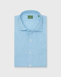 Spread Collar Sport Shirt In Sky/Seafoam Stripe End-on-End