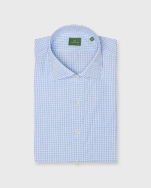 Spread Collar Dress Shirt In Light Blue Check Poplin -HERNO || ULLA JOHNSON || A.P.C. Shop S68663 1