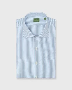 Spread Collar Dress Shirt In Aegean Stripe Poplin