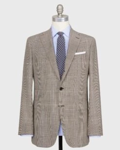 Virgil No. 3 Suit In Brown/Bone/Orange Plaid Prince Of Wales Hopsack