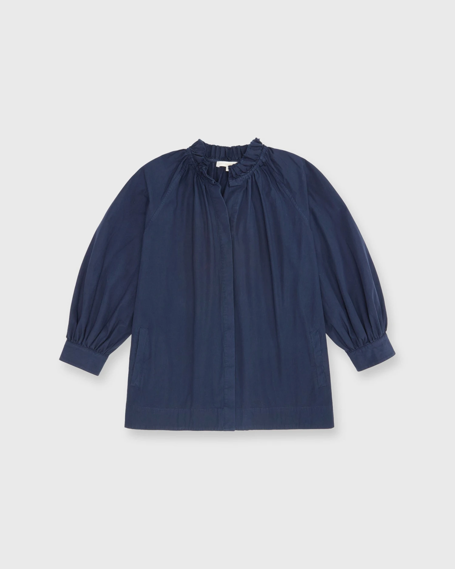 Frill Liya Shirt Jacket In Navy Garment-Dyed Stretch Poplin 1 Frill Liya Shirt Jacket In Navy Garment-Dyed Stretch Poplin