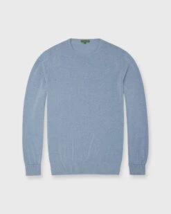 Crewneck Sweater In Pale Heather Sky Cotton