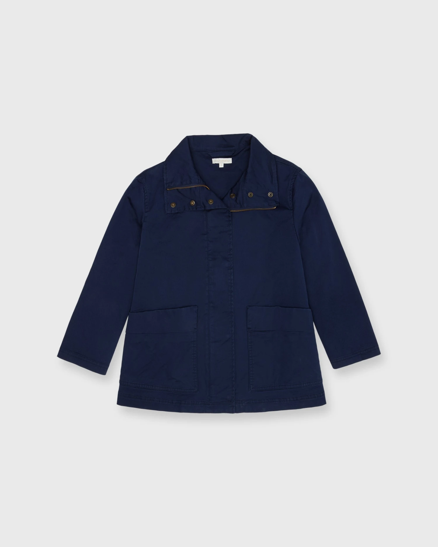 Patch-Pocket Edith Jacket In Navy Stretch Twill 1 Patch-Pocket Edith Jacket In Navy Stretch Twill