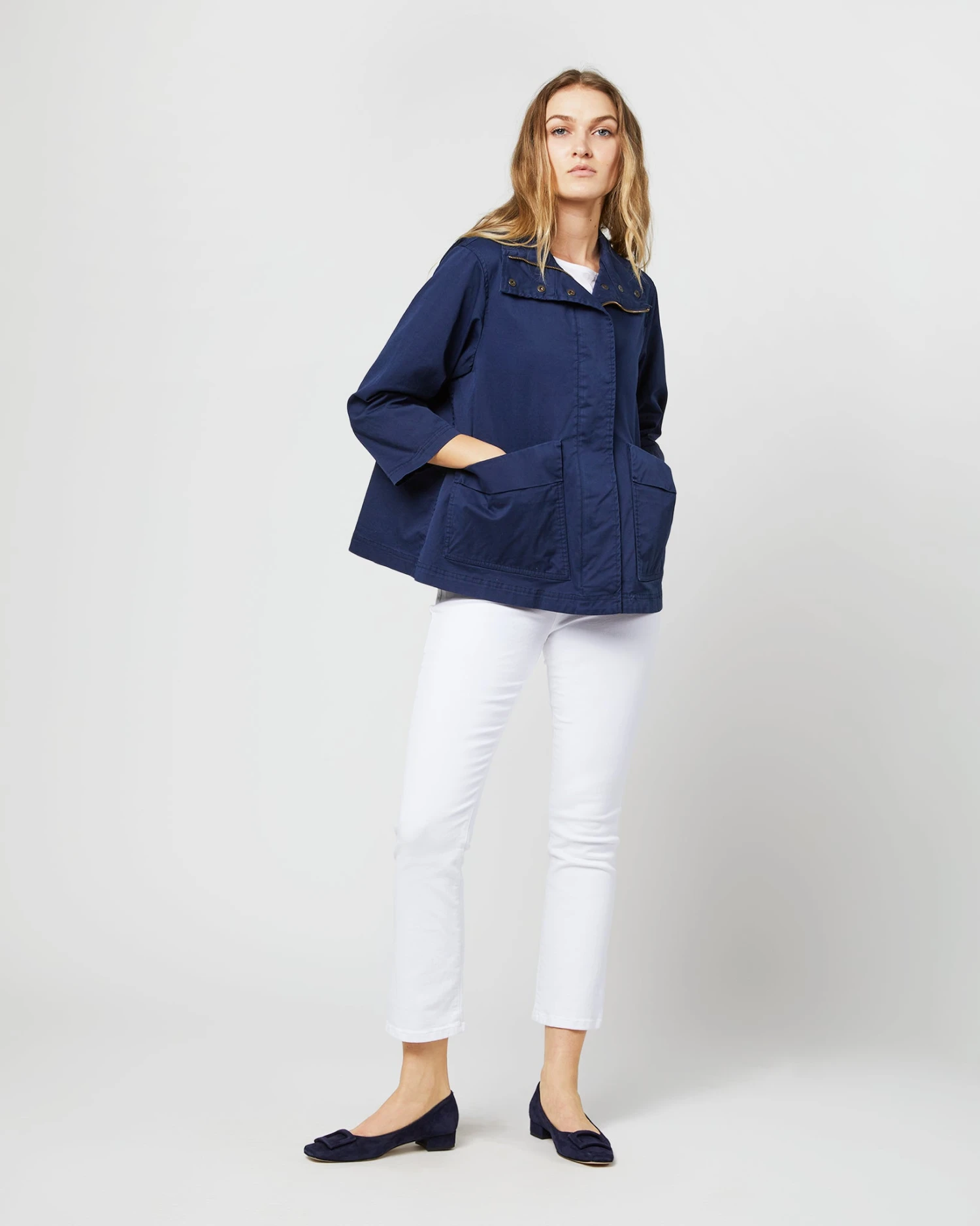 Patch-Pocket Edith Jacket In Navy Stretch Twill 4 Patch-Pocket Edith Jacket In Navy Stretch Twill - Image 4