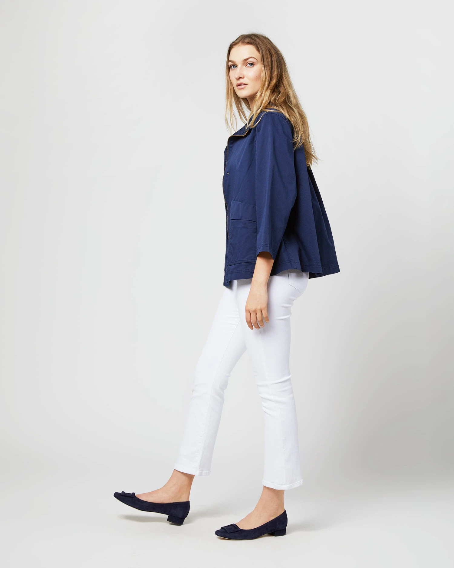 Patch-Pocket Edith Jacket In Navy Stretch Twill 5 Patch-Pocket Edith Jacket In Navy Stretch Twill - Image 5
