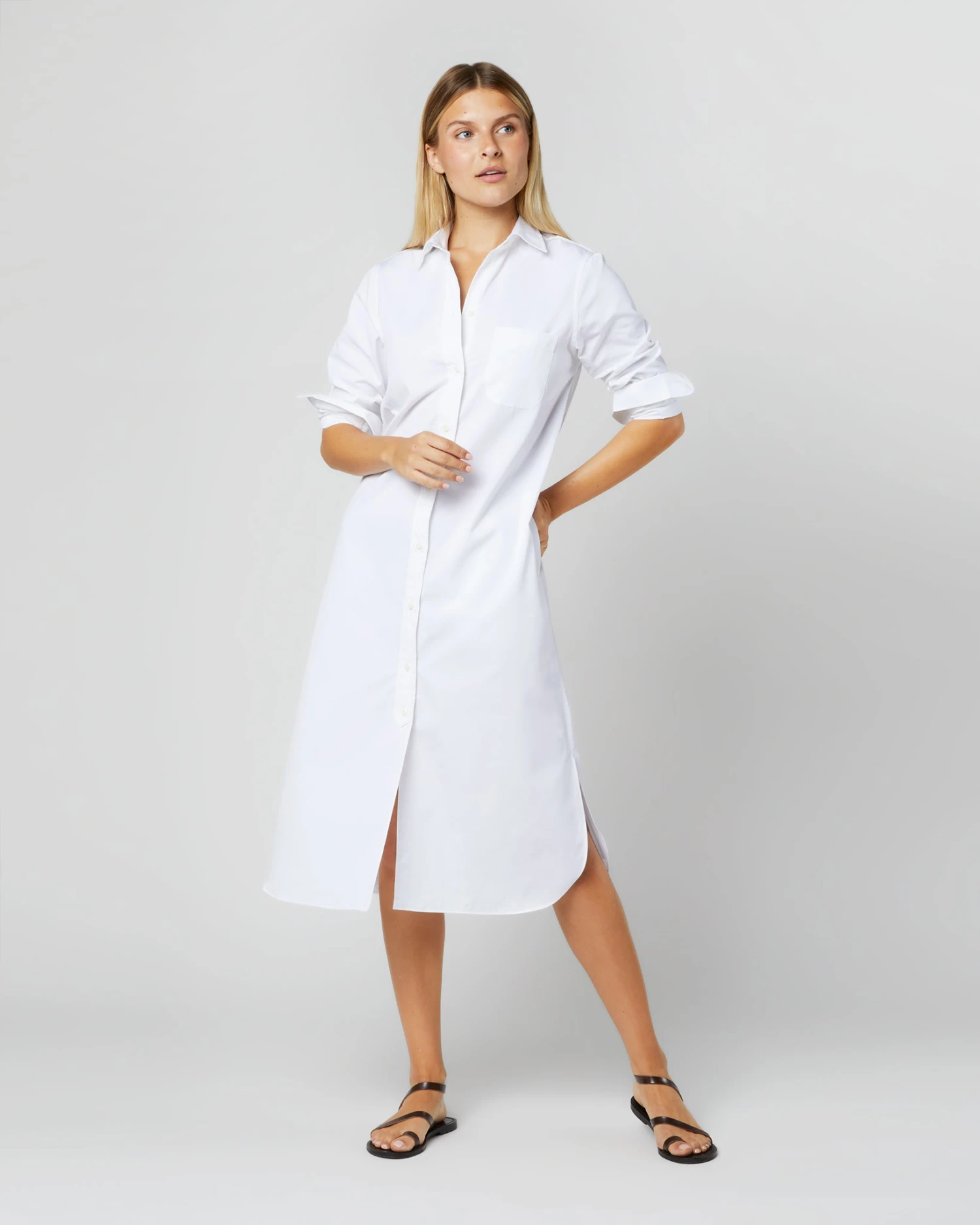 Boyfriend Dress In White Poplin 1 Boyfriend Dress In White Poplin