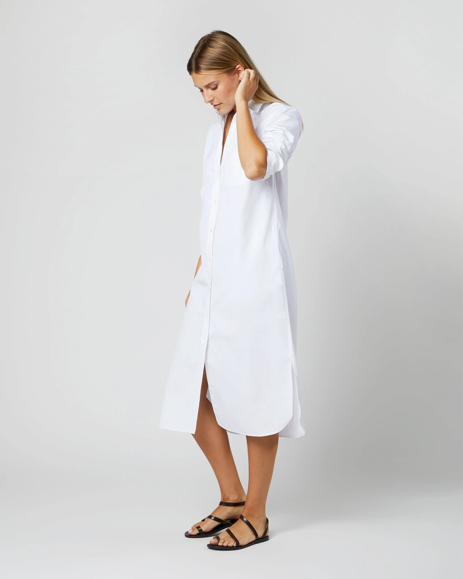 Boyfriend Dress In White Poplin 2 Boyfriend Dress In White Poplin - Image 2