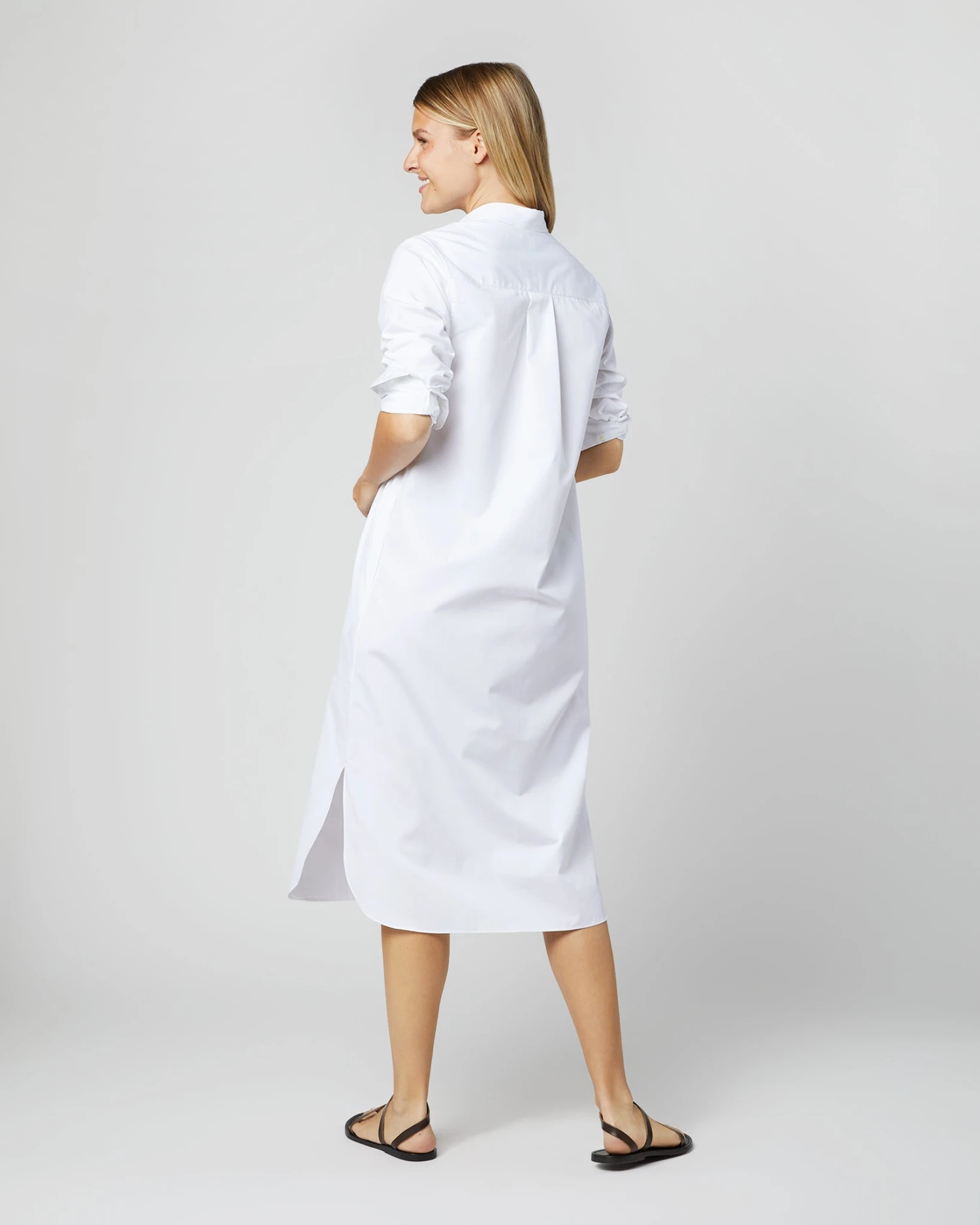 Boyfriend Dress In White Poplin 3 Boyfriend Dress In White Poplin - Image 3