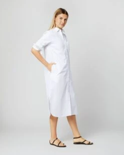 Boyfriend Dress In White Poplin 10 Boyfriend Dress In White Poplin -HERNO || ULLA JOHNSON || A.P.C. Shop S70455 047