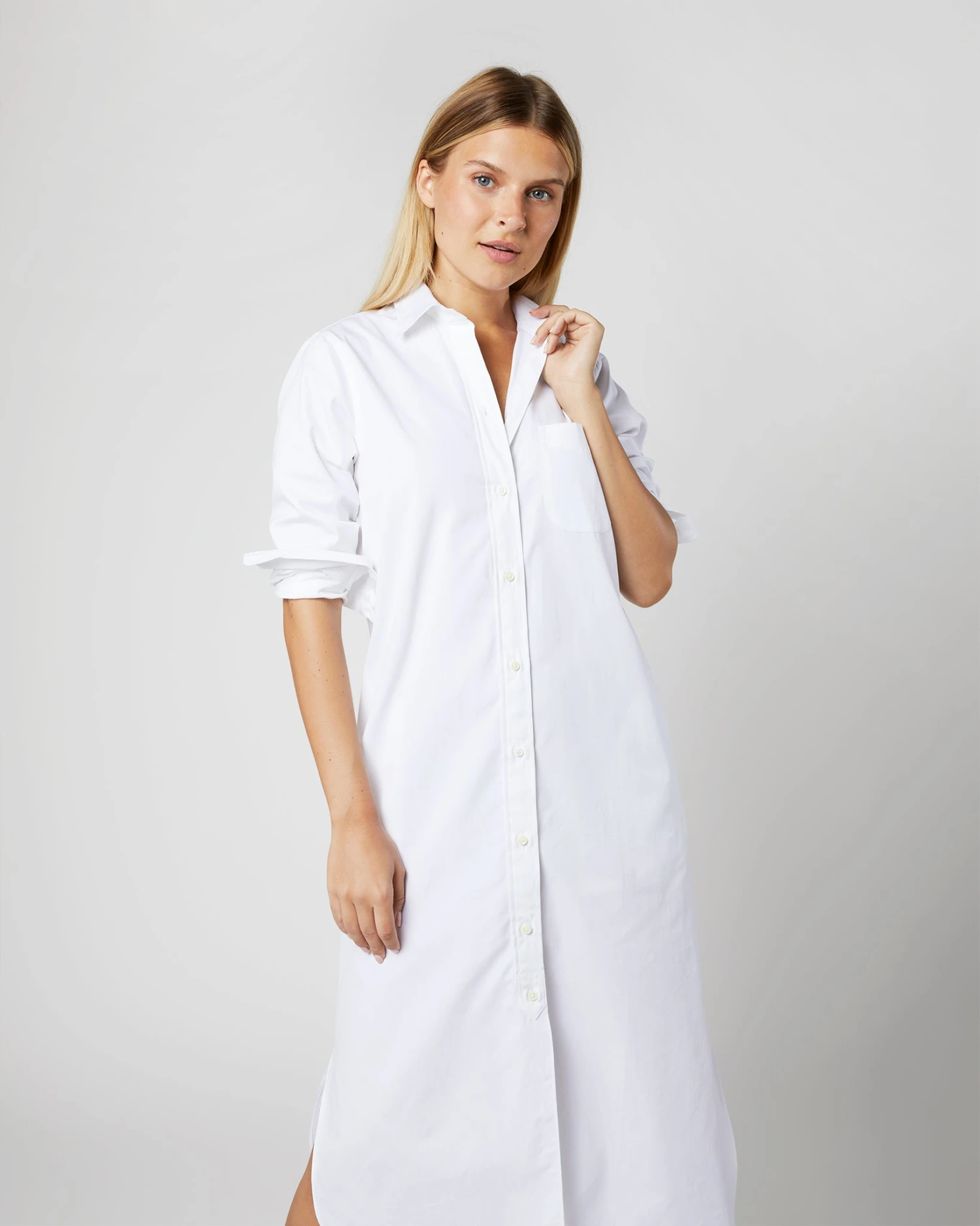 Boyfriend Dress In White Poplin 5 Boyfriend Dress In White Poplin - Image 5